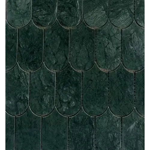 Dark groen marmermozaïek tegels met scalloped patroon van Nowie Indian Green