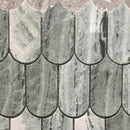 Groene marmer mozaïek tegels met schelppatroon van Nowie Jade Groen, jade groen marmer