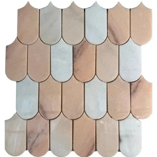 Nowie rose marble mozaïek tegels in beige en lichtbruin met natuurlijke steenpatronen