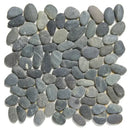 Mosaic tegelsheet van gladde, getrommelde donkere grijs en zwart rivierstenen, NSR360 Dark Grey