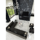 Moderne zwarte sectional bank met grijze accentkussens, Onyx EK Black pulido 120x280