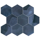 Navy blue hexagon tiles in honeycomb pattern, Onyx ek Blue mozaïek pulido
