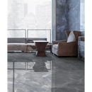 Moderne woonkamer met Onyx Ek Grey pulido 30x60 rett meubelen en bruine bekleding