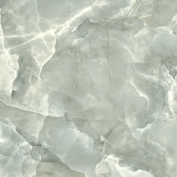 Pale green-white marble met veinerige patronen in Onyx ek Jade pulido 120x120