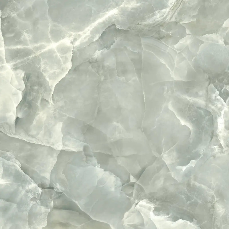 Pale green-white marble met veinerige patronen in Onyx ek Jade pulido 120x120