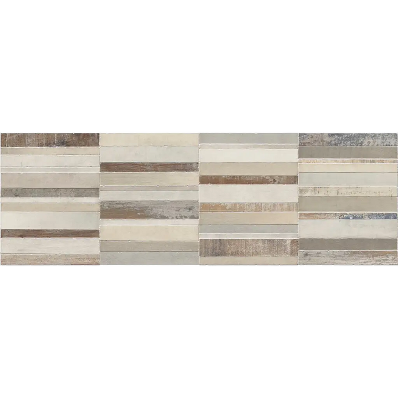Originele mixed brisk wandtegel 40x120 met verweerd, rustiek reclaimed houtlook in beige, grijs, bruin en wit tinten