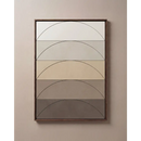 Een moderne abstracte spiegel origin sand 60x120 met vijf beige en grijze banden en donkere houten lijst