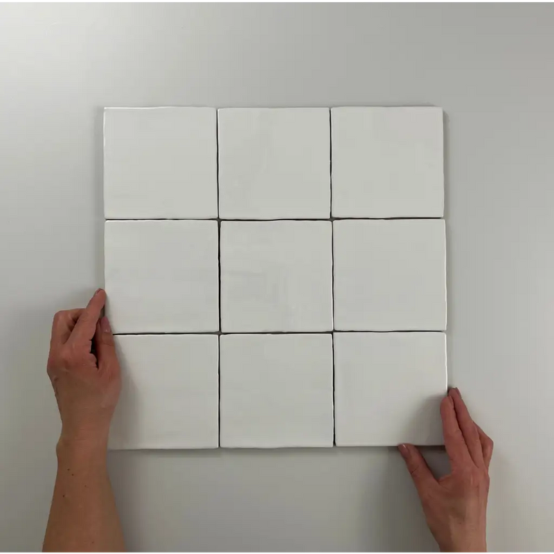 Negen witte tegels in een 3x3 grid van Oud Hollandse Witjes Wit 13x13