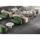 Groene gestoffeerde banken met houten panelen in opstelling, Overland Antraciet 60x120