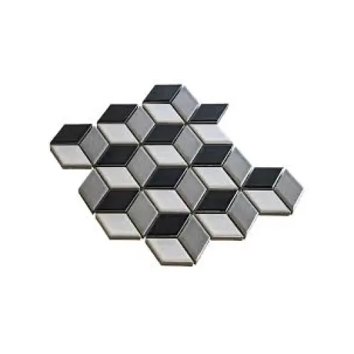 Cubic mosaic tiles in zwart wit en grijs glossy voor PACU-MIX-1 Black White Grey