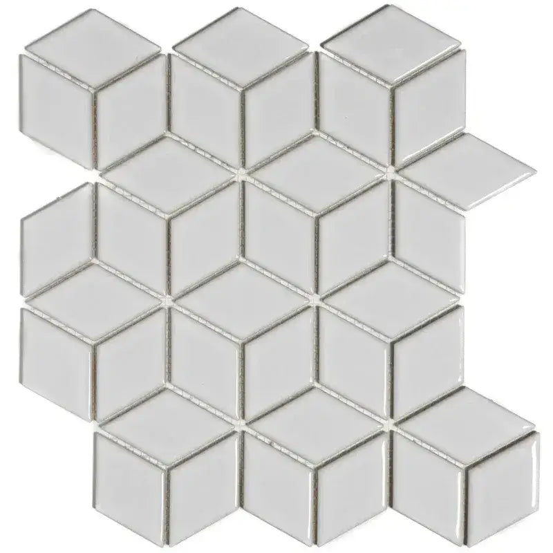 Witte glanzende PACU100 White Glossy keramische mozaïektegels in driedimensionaal kubuspatroon