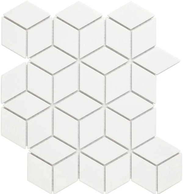 Witte matte keramische hexagonale mozaïektegel PACU140 White Matt voor stijlvolle muren
