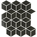 Black glossy PACU915 Black glossy ceramic mosaic tiles in 3D cube pattern
