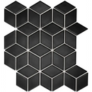 Black matt keramische hexagonale mozaïek tegels met 3D kubus effect PACU925 Black Matt