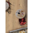 Ronde witte tafel met drankjes en snacks, Padouk Beige 30x120 rett bovenaanzicht