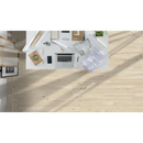 Witte bureau met laptop en kantoorbenodigdheden op Padouk White 20x120 rett