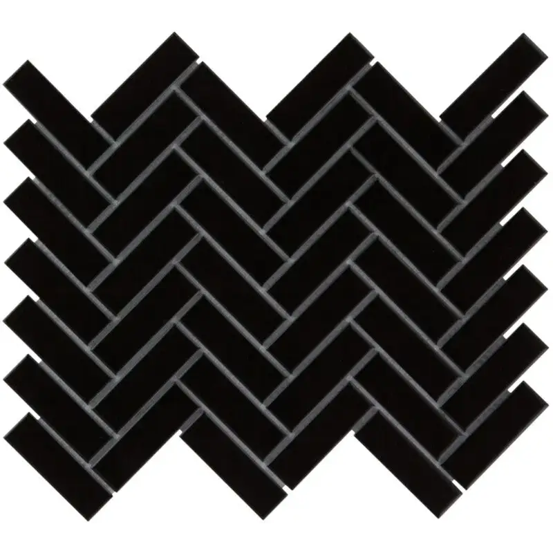 Black glossy herringbone tile mosaic voor PAHG915 Black Glossy badkamer of muur