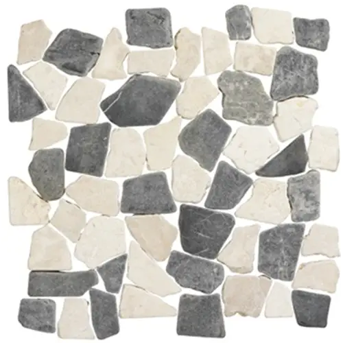 Mosaic van onregelmatige grijze en witte stenen in Biancone Silva Grey 30x30 cm