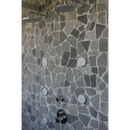 Natuurstenen mozaïek douchewand met ronde chroom accessoires van Palladiana BIG Silva Grey 50x50