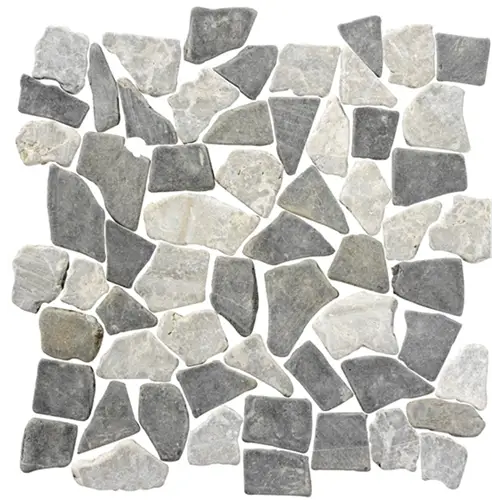 Mosaic van onregelmatige grijze en witte stenen in Palladiana Perla Grey/Silva Grey 30x30