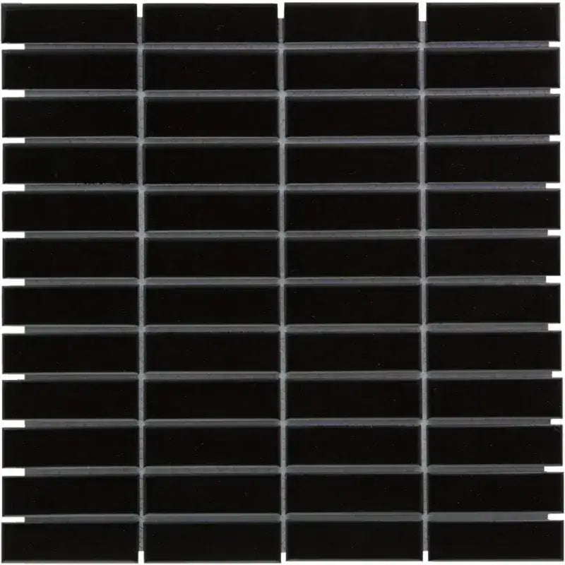PARG915 Black Glossy mosaïek tegels met lichtgrijze voeg voor stijlvolle muren