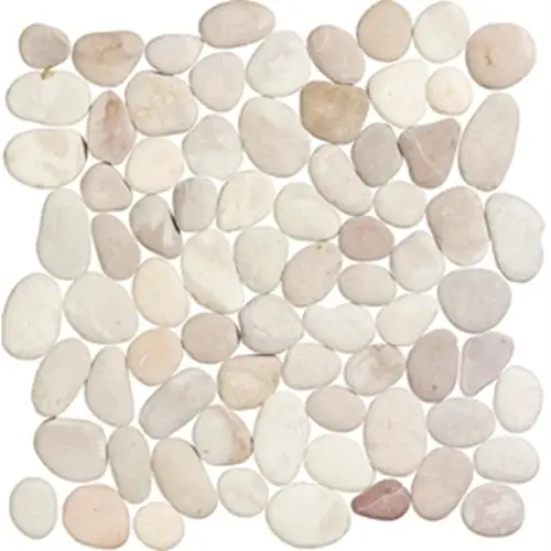 Mooie gladde witte en beige stenen in mozaïek, Pebbles Celaka Bessen 30x30 cm