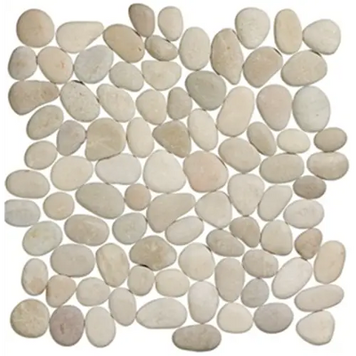 Smooth white river rocks in a pebble mosaic, perfect for Pebbles Crema 30x30 design