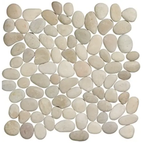 Smooth white river rocks in a pebble mosaic, perfect for Pebbles Crema 30x30 design