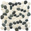 Mosaic van gladde zwarte en witte rivierstenen in Pebbles White Antraciet 30x30 cm
