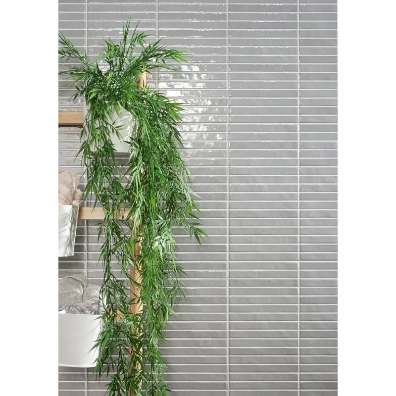 Grijze metro mozaiektegel Pencil Kromo Ash 35x35cm met glanzende afwerking