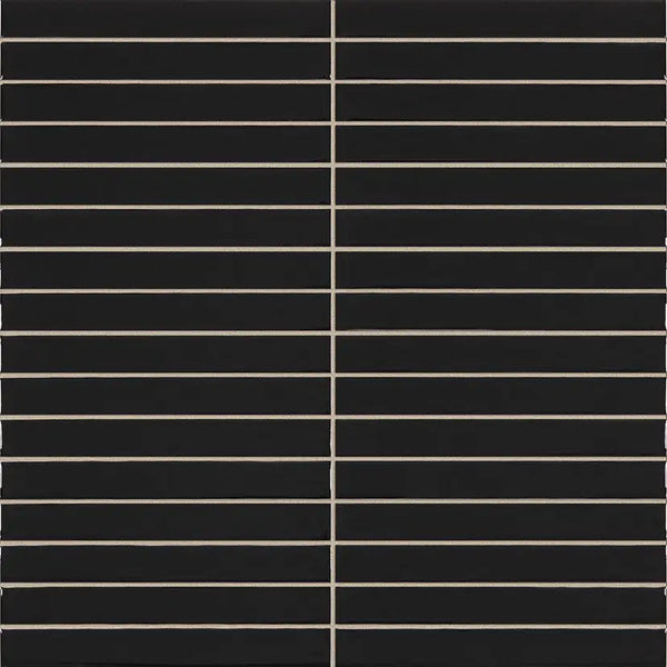 Zwarte Pencil Kromo Black mozaiektegel 35x35cm met lichte voeg