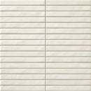 Witte rechthoekige Pencil Kromo Bone mozaiektegel 35x35cm met subtiele glans