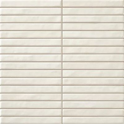 Witte rechthoekige Pencil Kromo Bone mozaiektegel 35x35cm met subtiele glans
