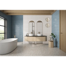 Moderne badkamer met vrijstaand bad, dubbele wastafel en Pencil Kromo Teal mozaiektegel 35x35cm