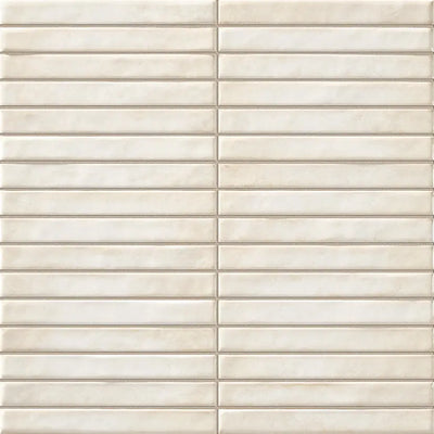 Off-white geglazuurde keramische Pencil Raku Pearl mozaiektegel 35x35cm met subtiele textuur