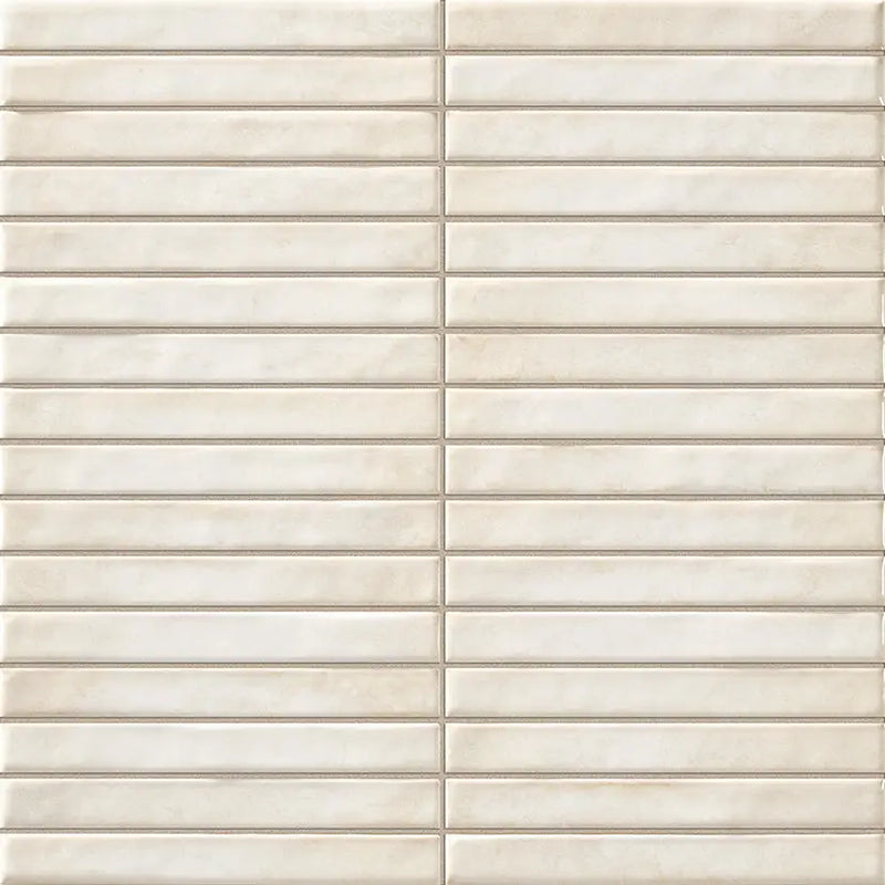 Off-white geglazuurde keramische Pencil Raku Pearl mozaiektegel 35x35cm met subtiele textuur