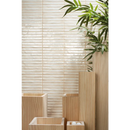 Lichte horizontale subwaytegels met iriserende finish, Pencil Raku Pearl mozaiektegel 35x35cm