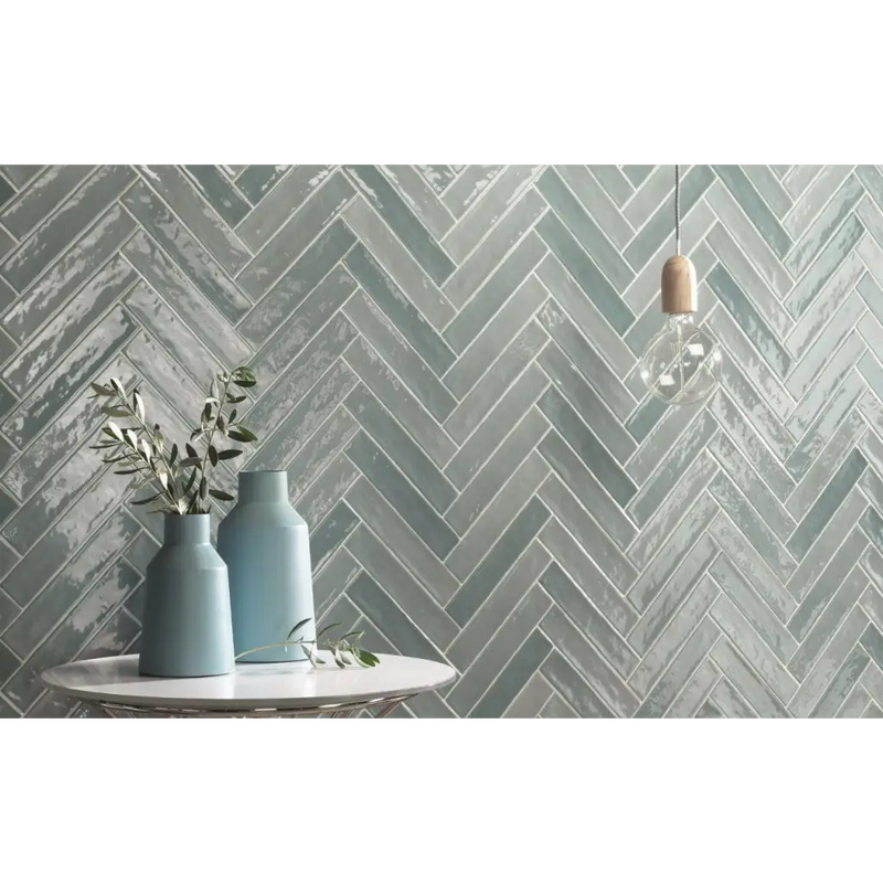 Sage green herringbone tile from Piastrella Mix Aqua x5x25, perfect for stylish decor