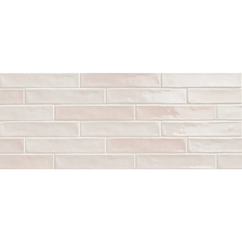 Witte bakstenen muur met subtiele structuur, Piastrella Mix Rose 5x25 keramische tegel