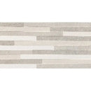 Textured Pierre Grey Decor tile with grey and white stripes in 30x60 rett design
