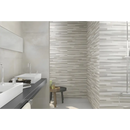 Moderne badkamer met Pierre Grey Decor 30x60 rett en stijlvolle stenen wandtegels