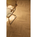 Cane-backed chair with curved metal frame in Plein Air Gold Chevron design