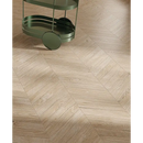 Licht eikenhouten vloer in chevronpatroon, Perfect voor plein air schilderen