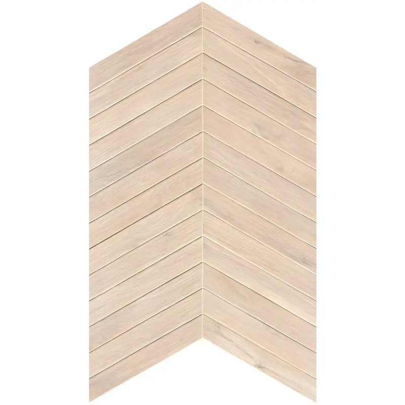 Lichte houten planken in chevronpatroon voor Plein Air Licht Chevron 7,5x45