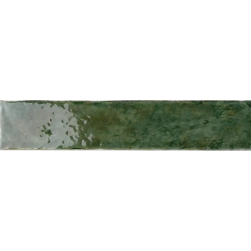 Groene keramische tegel Potters Forest 5x25 met glanzende, gemêleerde afwerking