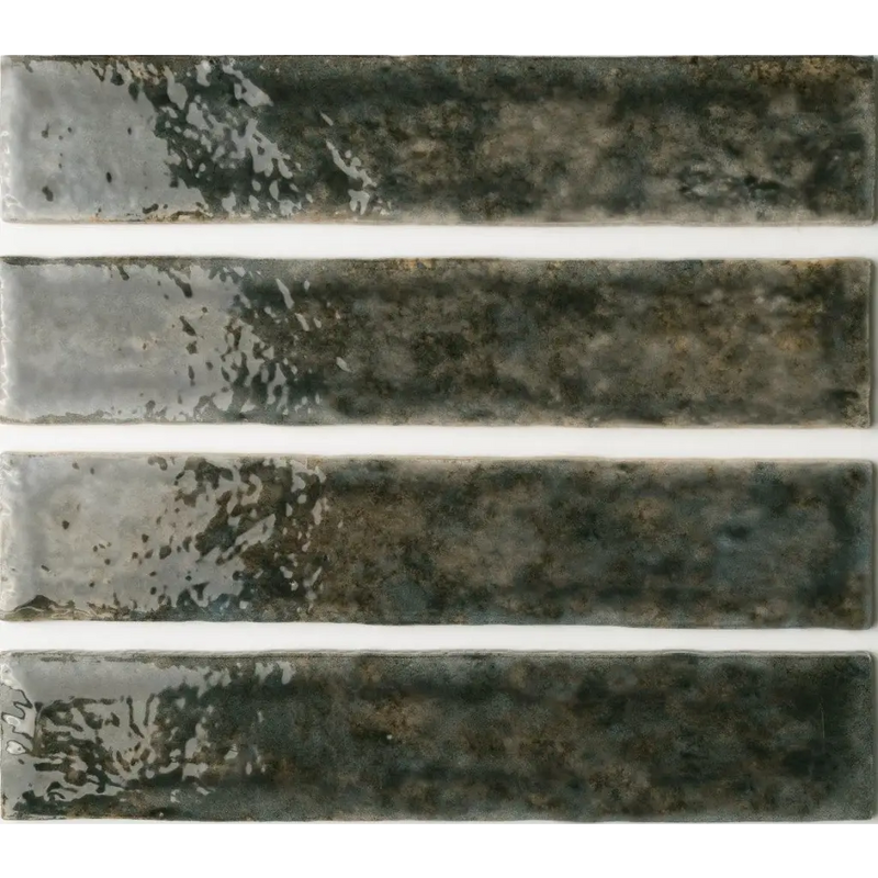 Metallic ceramic subway tegels Potters Umber 5x25 met groene glazuur uit prachtige collectie