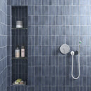 Moderne douche met Premium Koko Blue Night 5x15 tegels en handige niches
