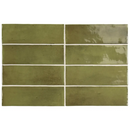 Olijfgroene keramische subway tegels van Premium Koko Verd 5x15 glans in rijen