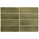 Olijf groene Koko Verd 5x15 mat keramische tegels in een gridpatroon
