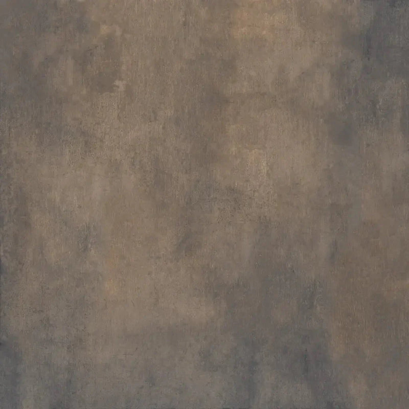 Mottled brown and gray textured surface of Project Oxid Brown mat 60 x 60 rett